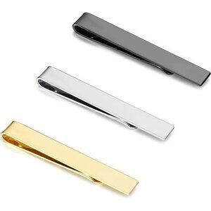 Mens Tie Clip Set Silver Gold Black Bar Clips Wedding Business Formal Gift
